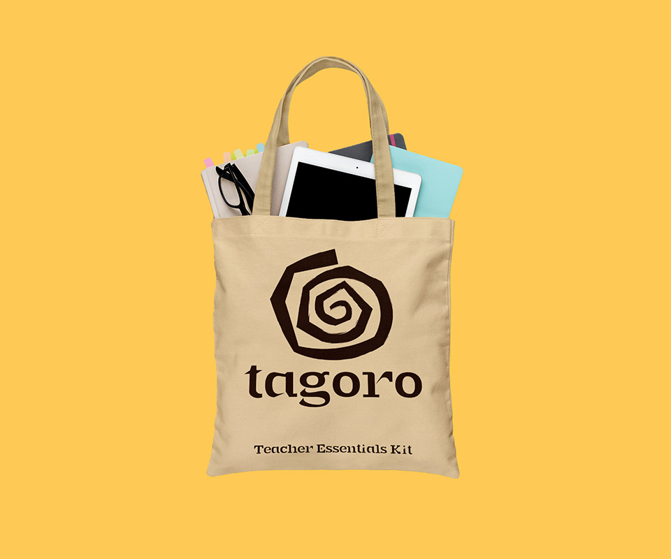 canvas tote bag with brown tagoro logo