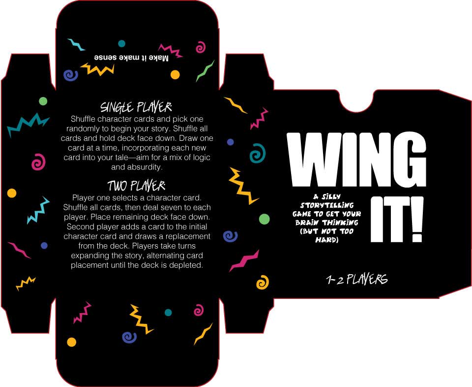 flatplan of Wing It card game box