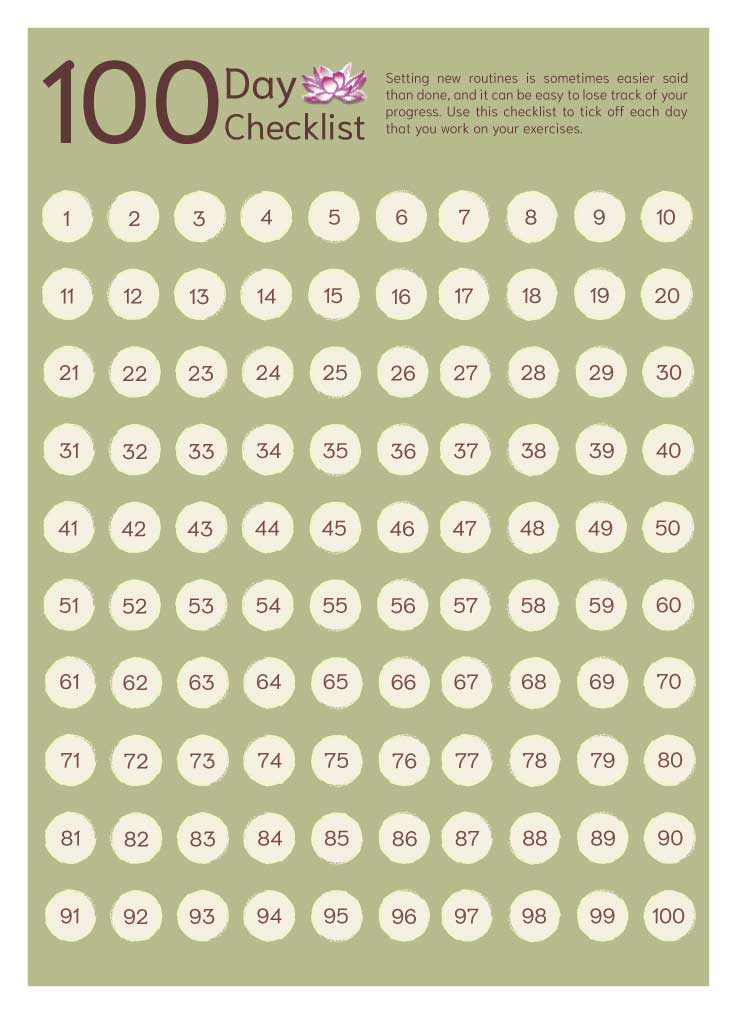 Poster: 100 day yoga exercise habit/routine builder